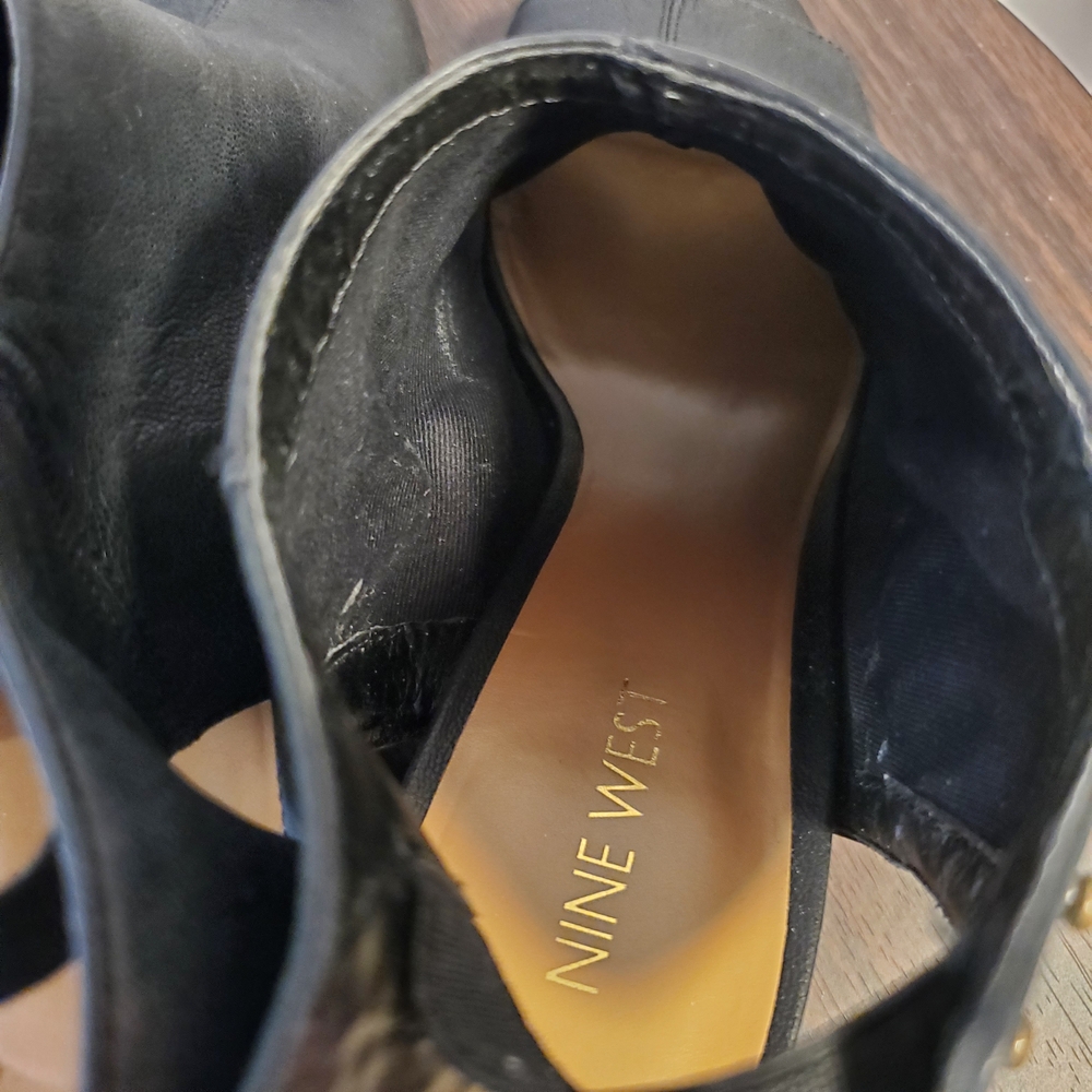 Nine West Black Peep-Toe Ankle Boots - Size 7.5 - Picture 6 of 10